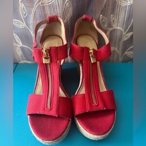 NEW Womens Michael Kors Janet Wedges Red